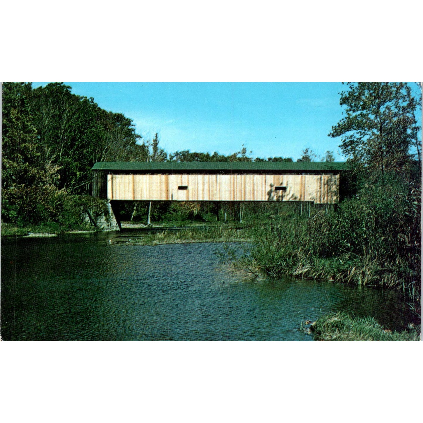 Middle Road Bridge Conneaut River Ashtabula Cty Ohio Covered Bridge Postcard PC3