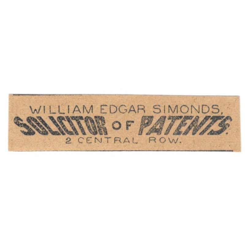William Edgar Simonds Patents Central Row Hartford 1901 Newspaper Ad AD8-HS8