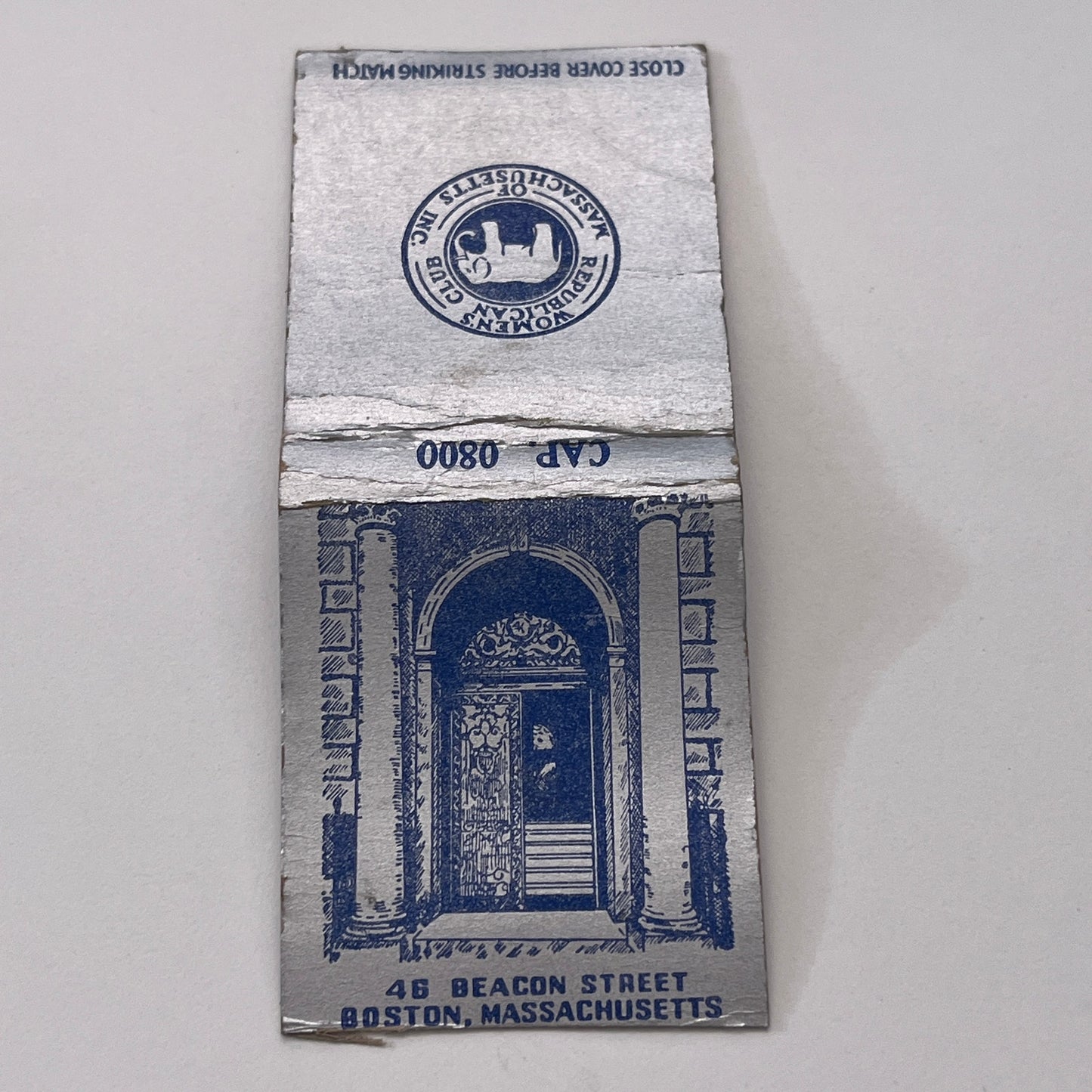 Women's Republican Club of Massachusetts Vintage Matchbook Cover TB8-MB-12