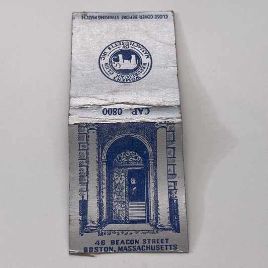 Women's Republican Club of Massachusetts Vintage Matchbook Cover TB8-MB-12
