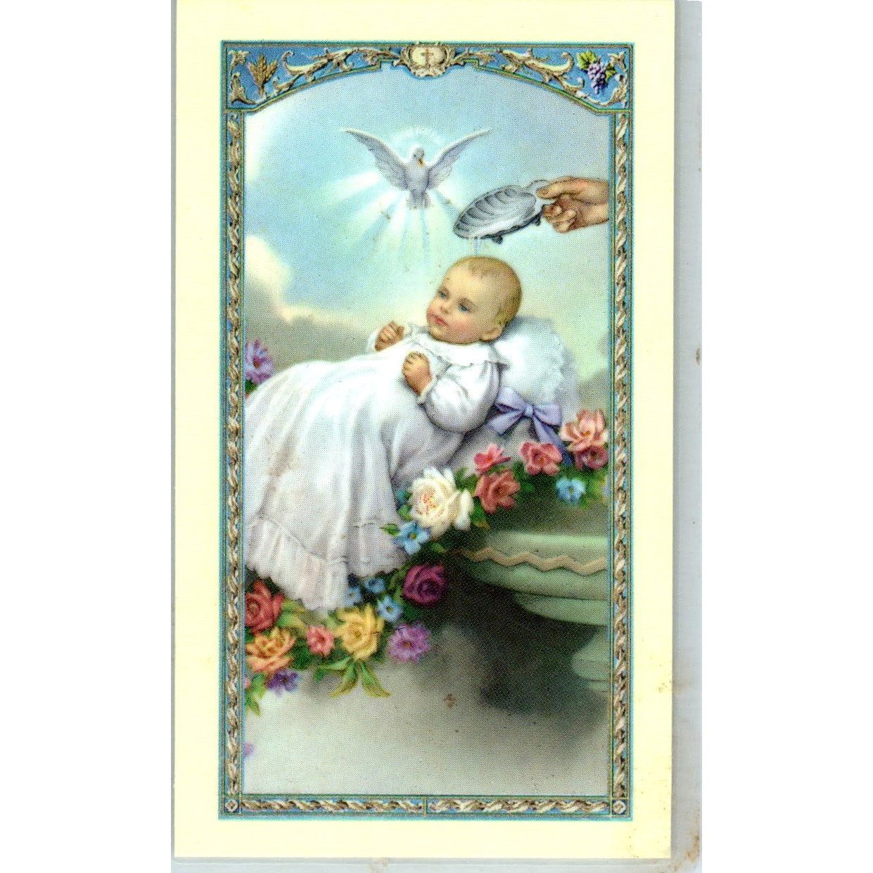 Laminated New Baby Girl Vintage Catholic Prayer Card TH2-PC1