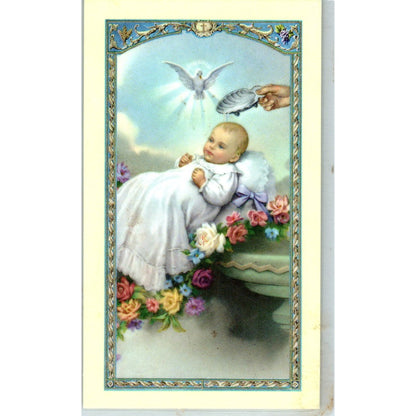 Laminated New Baby Girl Vintage Catholic Prayer Card TH2-PC1