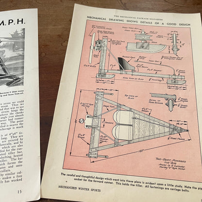 Build an Aero Ice Sled That Goes 60mph X.A. Woodruff 3 Pages 1931 Article AG1-13