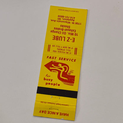 EZ Lube 1078 W Wisconsin Ave Appleton WI Vintage Matchbook Cover TB6-MB2-2
