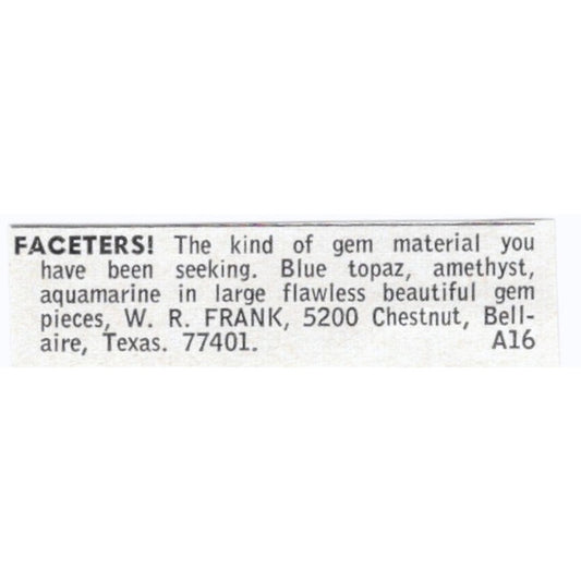 W.R. Frank Faceters Bellaire Texas 1964 Magazine Ad AK6-S8