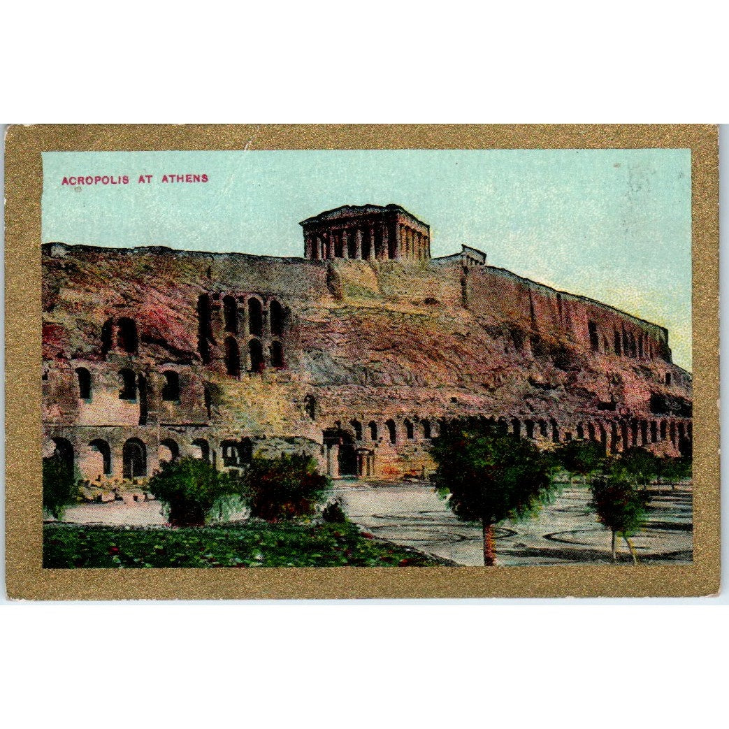 1911-12 Acropolis at Athens Pan Handle Card Scrap Sights and Scenes AD8-Q3