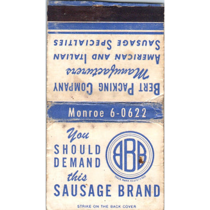 Bert Packing Company Italian Sausage Bread Vintage Matchbook Cover SF4-Y7