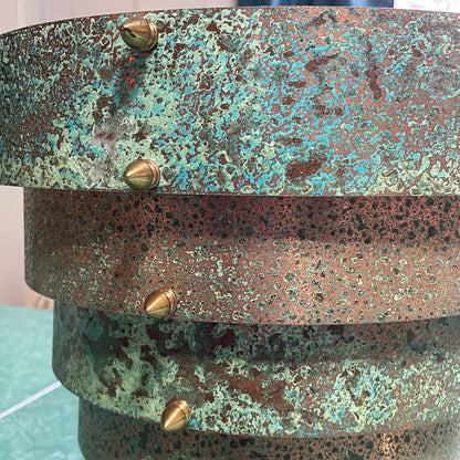 Original Frank Stone Art Hanging Light Fixture Copper Brutalist MCM Signed