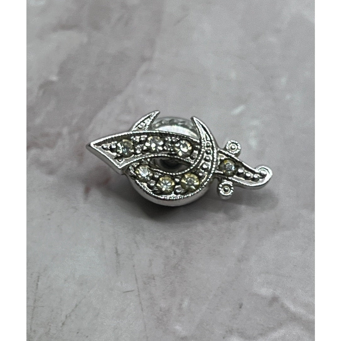 Vintage Sterling Silver Masonic Lapel Pin Button Crescent Moon Scimitar SE5