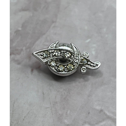 Vintage Sterling Silver Masonic Lapel Pin Button Crescent Moon Scimitar SE5