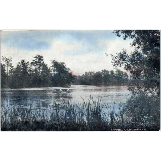 Spy Pond Arlington MA Hand Colored Vintage Unused Postcard PC7