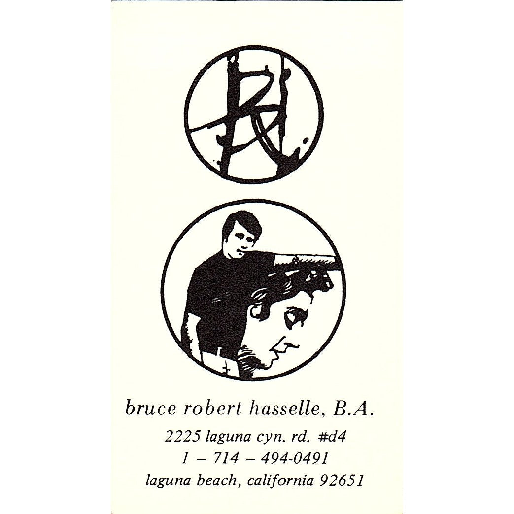 Bruce Robert Hasselle Artist Laguna Beach CA Vintage Business Card SE3-B12