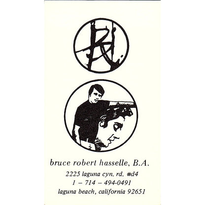 Bruce Robert Hasselle Artist Laguna Beach CA Vintage Business Card SE3-B12