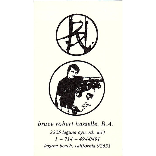 Bruce Robert Hasselle Artist Laguna Beach CA Vintage Business Card SE3-B12