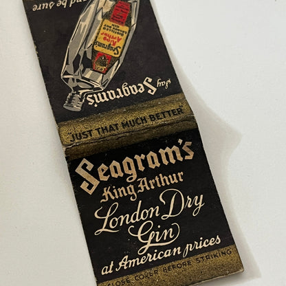 Seagram's King Arthur London Dry Gin Vintage Matchbook Cover TB6-MB1-13