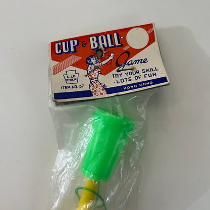 c1960 Toy Plastic Cup & Ball Game Dimestore Toy Hong Kong NOS In Package TK3