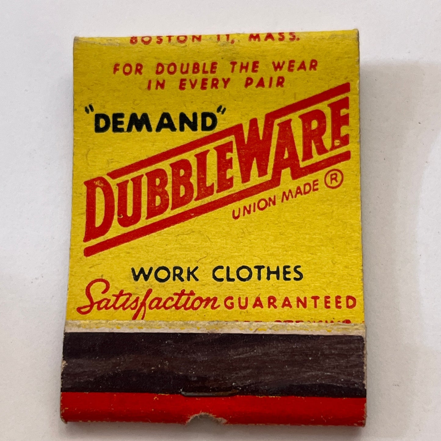 Dubble Ware Union Made Work Clothes Vintage Matchbook Cover TB8-MB3-8