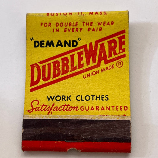 Dubble Ware Union Made Work Clothes Vintage Matchbook Cover TB8-MB3-8