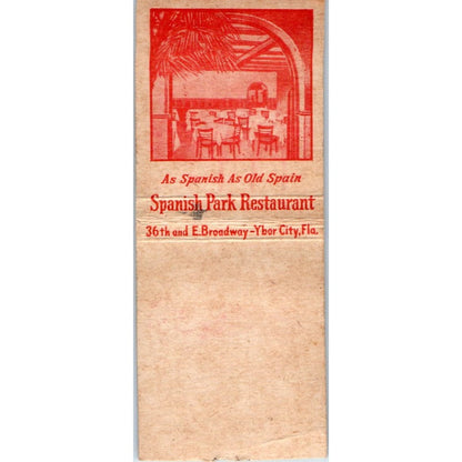 Spanish Park Restaurant & Bar Tampa Florida Vintage Matchbook Cover SD2-Y2