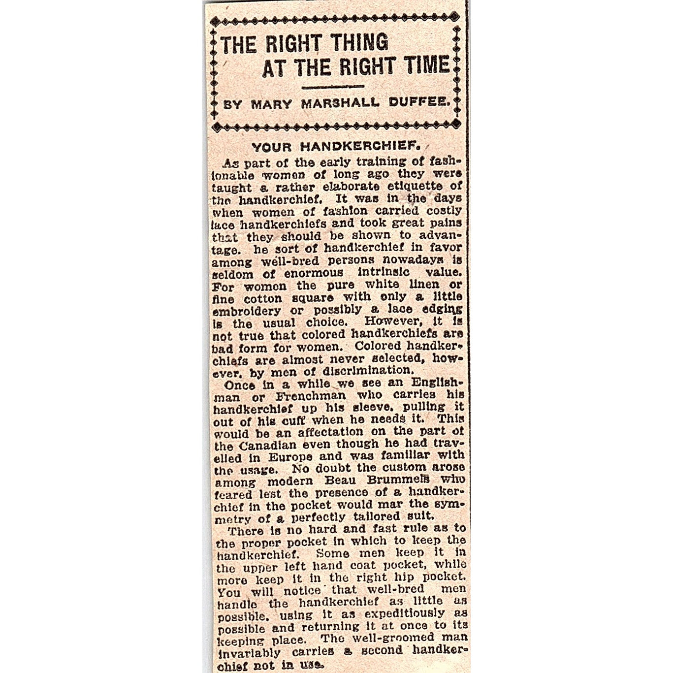 Mary Marshall Duffee Your Handkerchief Right Thing at the Right Time 1920 AG2-M7