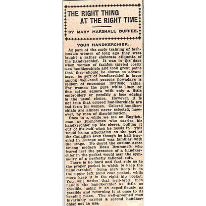Mary Marshall Duffee Your Handkerchief Right Thing at the Right Time 1920 AG2-M7