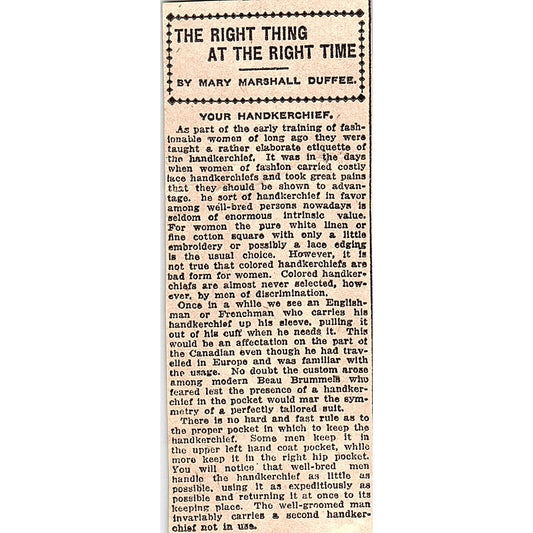 Mary Marshall Duffee Your Handkerchief Right Thing at the Right Time 1920 AG2-M7