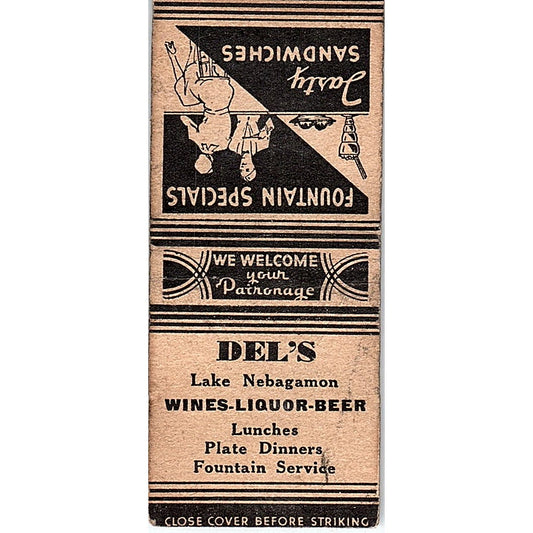 Del's Restaurant Lake Nebagamon Vintage Matchbook Cover SC7-Y1