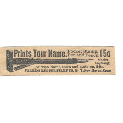 Pocket Stamp Perkins Rubber Stamp Co New Haven CT 1910 Magazine Ad AF1-SS6