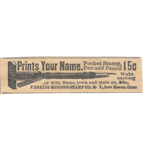 Pocket Stamp Perkins Rubber Stamp Co New Haven CT 1910 Magazine Ad AF1-SS6