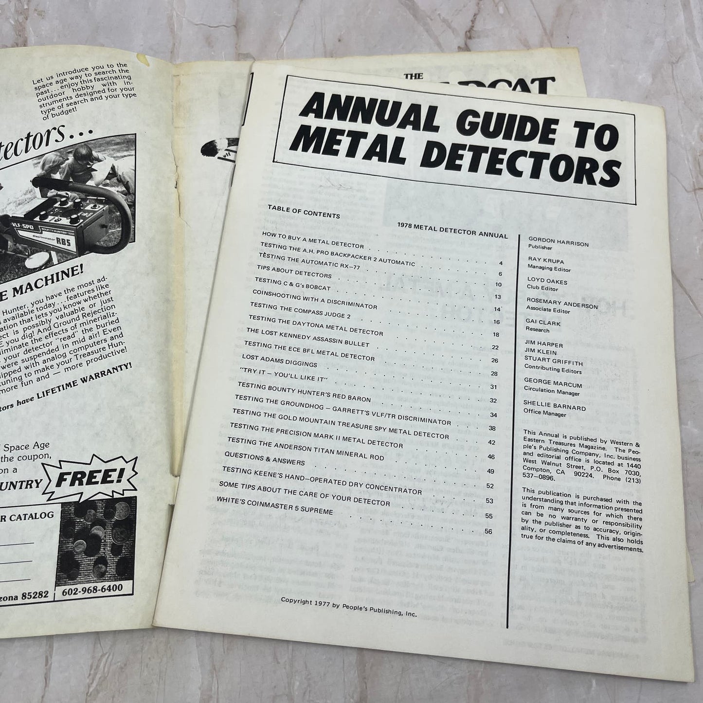 1978 Western & Eastern Treasures Magazine Annual Guide to Metal Detectors M18