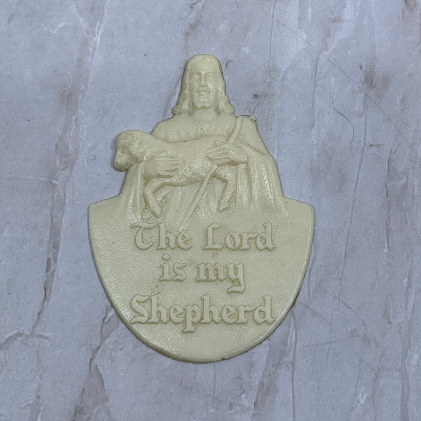 Vintage The Lord is My Shepherd Celluloid Cream Medallion SB3