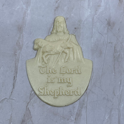 Vintage The Lord is My Shepherd Celluloid Cream Medallion SB3