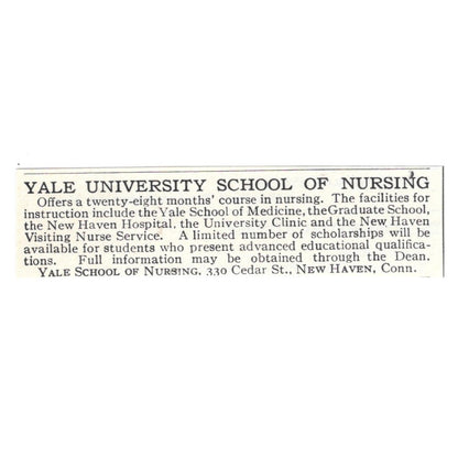 Yale University School of Nursing New Haven CT 1924 Magazine Ad AD8-O6