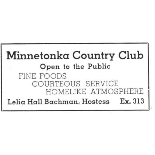 Minnetonka Country Club Lelia Hall Bachman MN 1940 Magazine Ad AF1-SS5