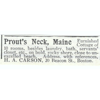 Prout's Neck Maine Cottage H.A. Carson Boston 1903 Magazine Ad AF7-SS2