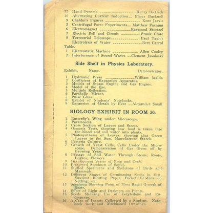 1912 Schenectady High School Science Fair Program AE6