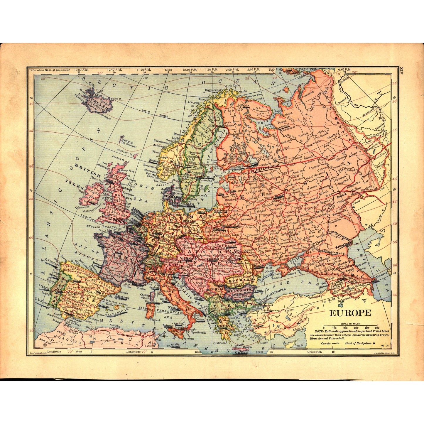 Map of South America / Europe 1901 Original Engraving V1-1