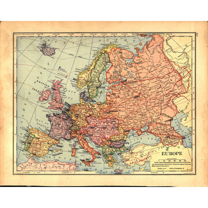 Map of South America / Europe 1901 Original Engraving V1-1