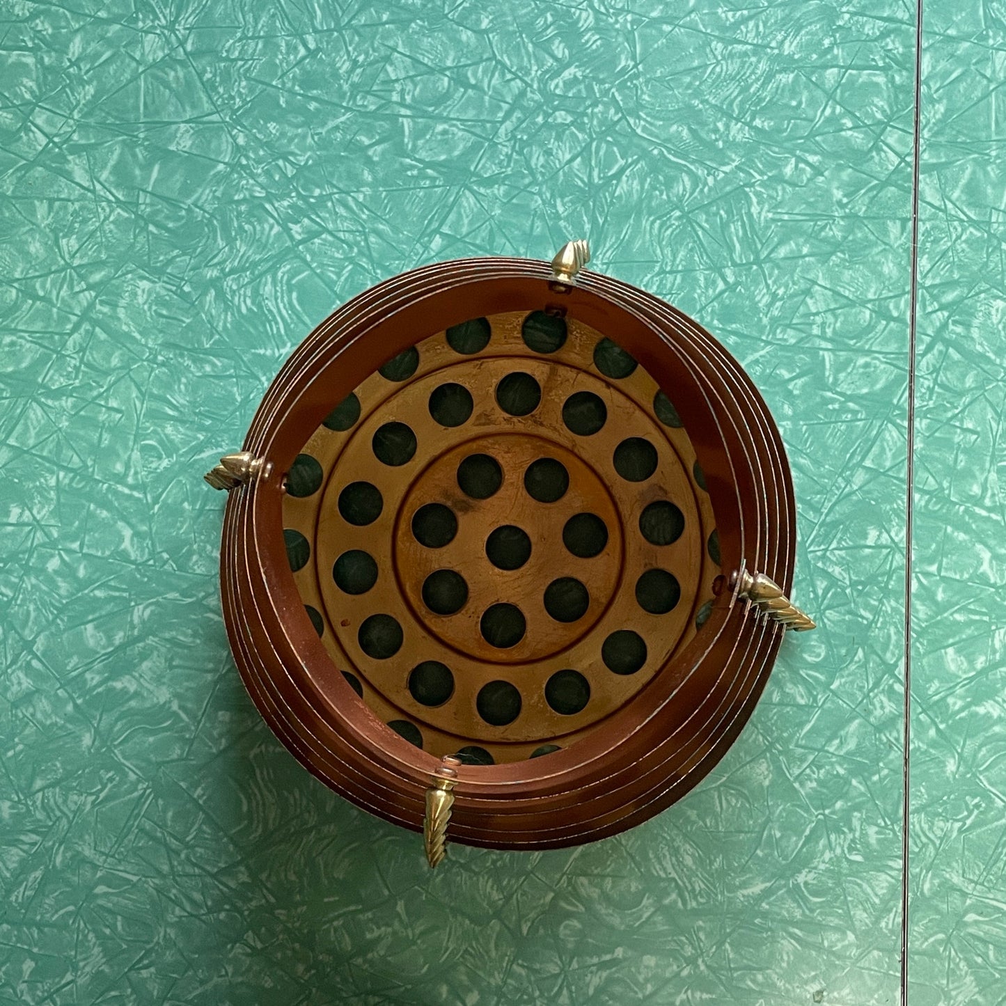 Original Frank Stone Art Hanging Light Fixture Copper Brutalist MCM Signed