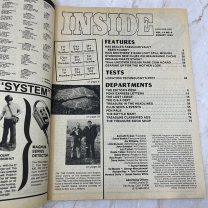 1982 Aug - Treasure Magazine - Treasure Hunting Metal Detecting Gold Coins M10