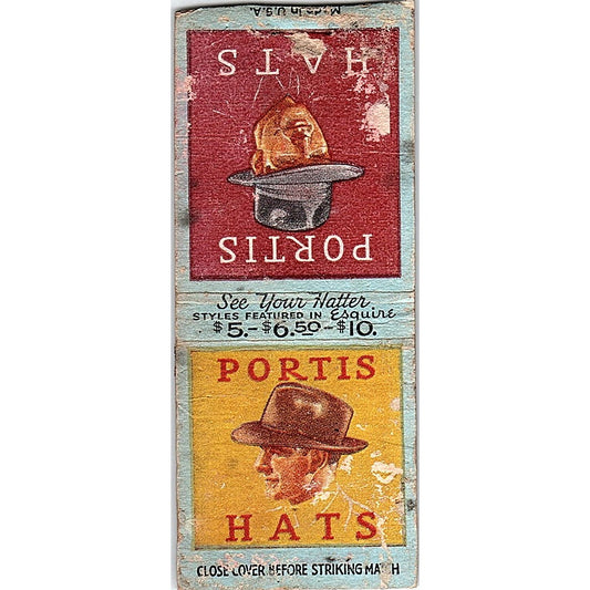 Portis Hats Featured in Esquire Vintage Matchbook Cover SF3-Y5