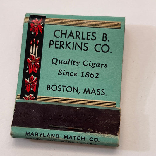 Charles B Perkins Co Boston MA Christmas Vintage Matchbook Cover TB8-MB3-9