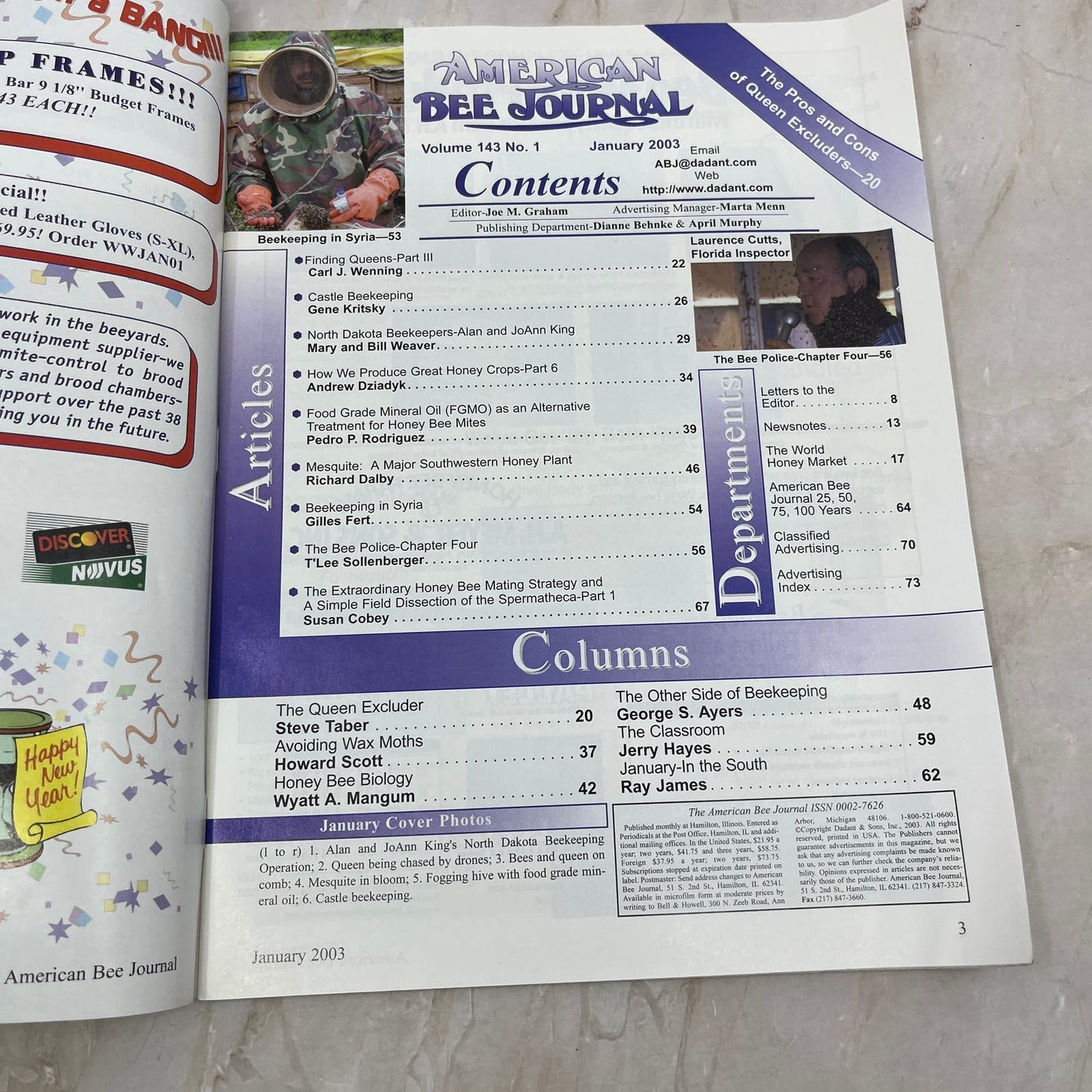 2003 Jan American Bee Journal Magazine Bees Beekeeping Honey M7