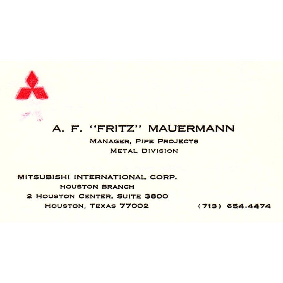 A.F. Fritz Mauermann Mitsubishi Houston Vintage Business Card SE5-B3