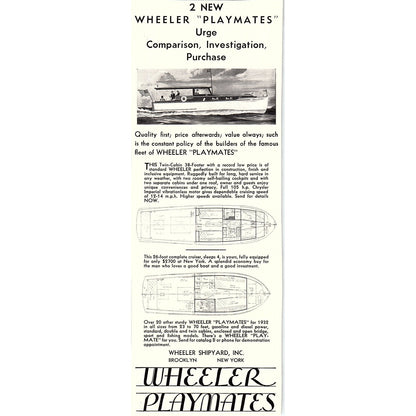 Wheeler Playmates Yachts Wheeler Shipyard Brooklyn NY 1932 AG2-3