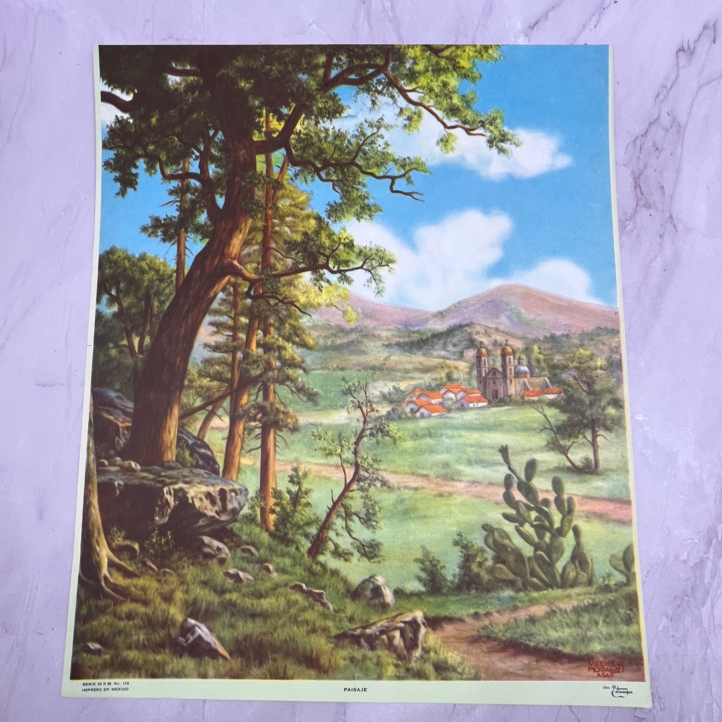 Paisaje Veseneus Morales Vintage Mexican 12x14" Art Print V21