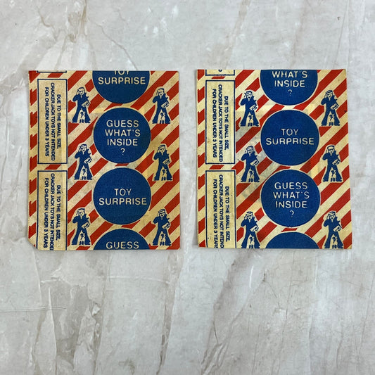 Vintage Lot Of 2 Cracker Jack Mini Postcard Toy Surprises In Wrapper AE6-1