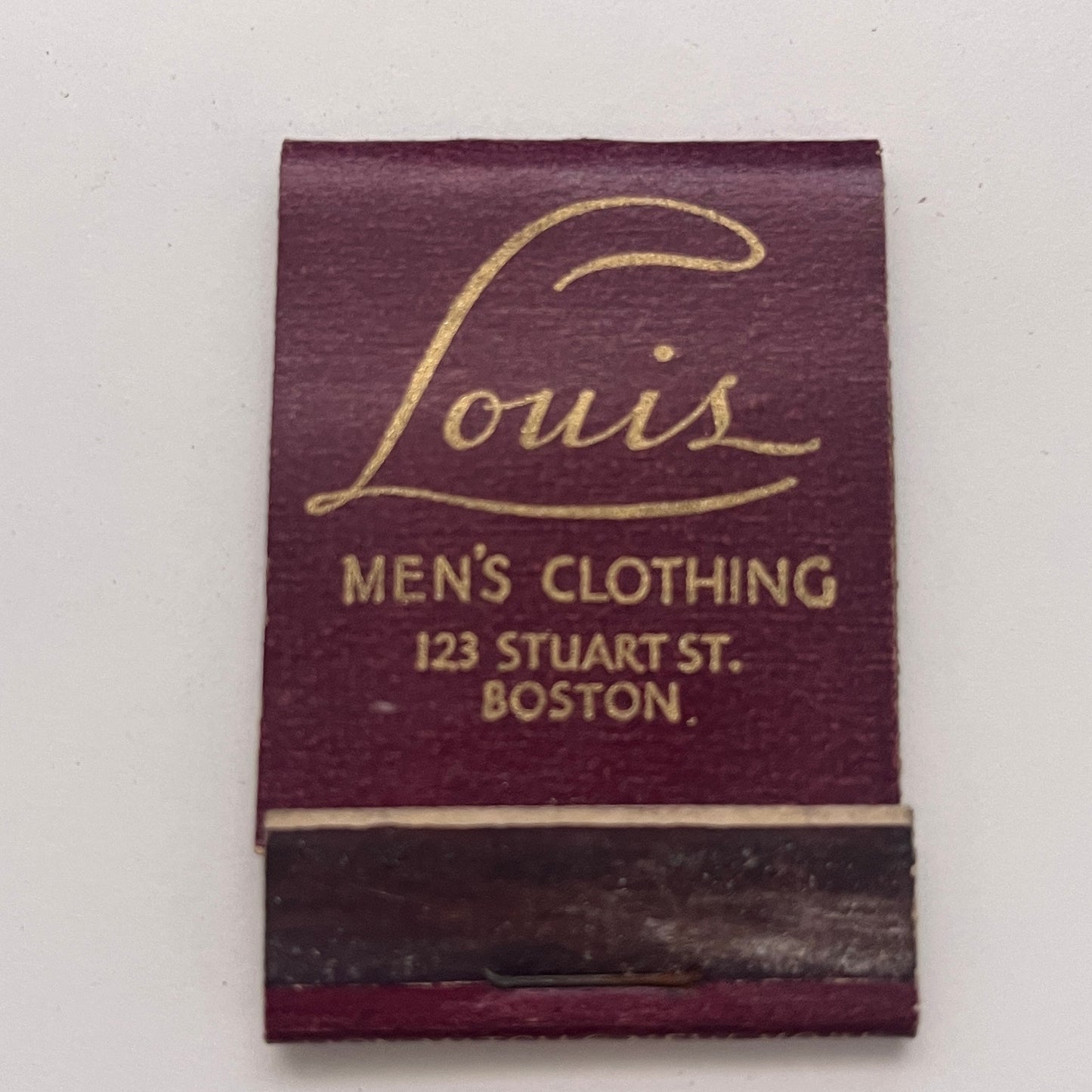 Louis Men's Clothing Boston Pearlsworth Clothes Vintage Matchbook Cover TB8-MB-2