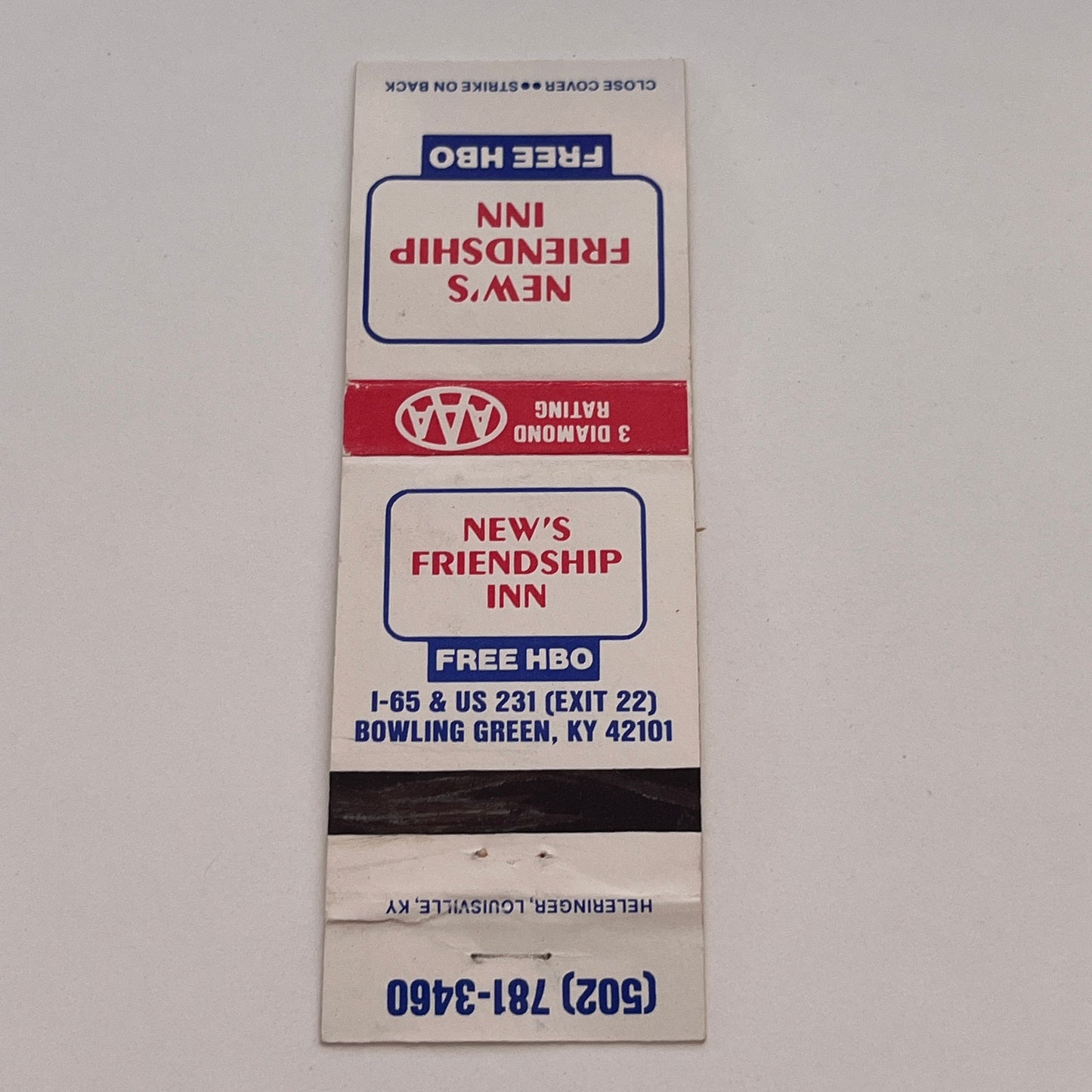 New's Friendship Inn Bowling Green KY Vintage Matchbook Cover MB59-2