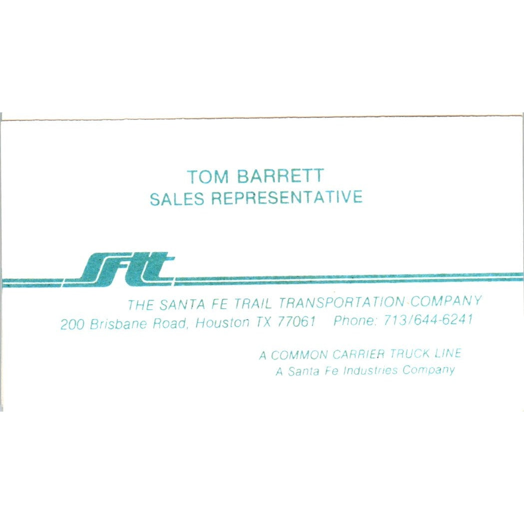 Tom Barrett The Santa Fe Trail Transportation Co Vintage Business Card SD4-B4